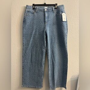 Blue Denim Rhinestoned Embellished Jeans